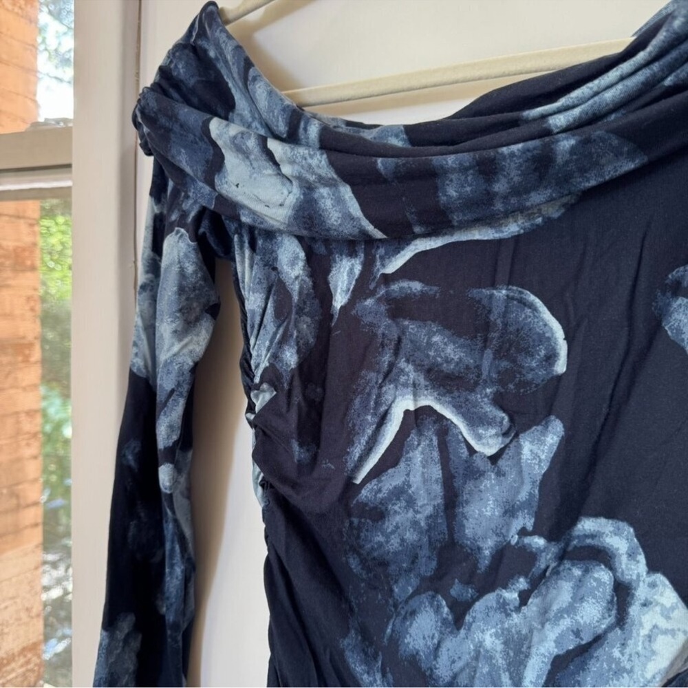 NWT Reformation Brooks Knit Dress Mini Long Sleeve Off The Shoulder Blue XS - Picture 6 of 12
